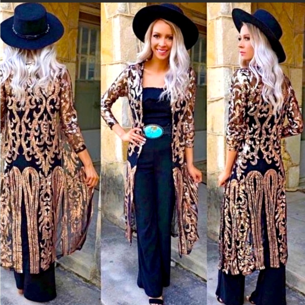 Rose gold and black sequin tunic.  Size small. Only worn once.
